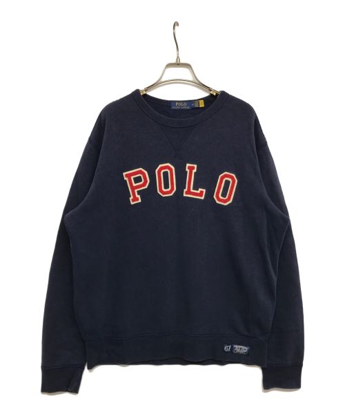 POLO RALPH LAUREN（ポロ・ラルフローレン）POLO RALPH LAUREN (ポロ・ラルフローレン) アーチロゴクルーネックスウェット ネイビー サイズ:Mの古着・服飾アイテム