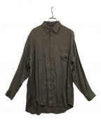 THEEシー）の古着「2018 AW drape double one buton shirts オーバーサイズシャツ RV-SH-03」｜ブラウン