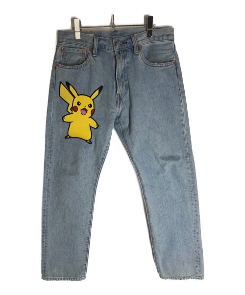 LEVI'S×PoKeMoN（リーバイス × ポケモン）LEVI'S×PoKeMoN (リーバイス × ポケモン) コラボテーパードデニムパンツ スカイブルー サイズ:73.5cm (W29)の古着・服飾アイテム