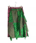 A・POCエーポック）の古着「2トーンメタリックデザインスカート」｜グリーン×ピンク