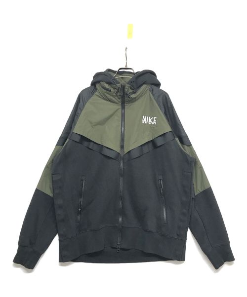 NIKE（ナイキ）NIKE (ナイキ) sacai (サカイ) AS M NRG Full Zip Hoodie ブラック×カーキ サイズ:XXLの古着・服飾アイテム