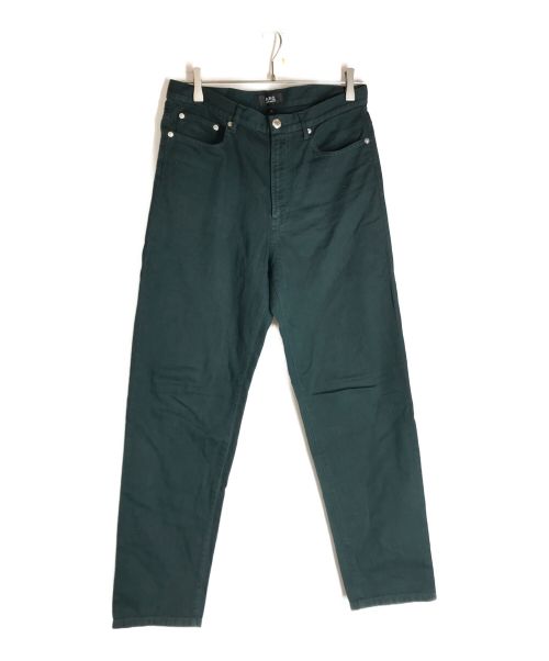 A.P.C.（アーペーセー）A.P.C. (アー・ペー・セー) テーパードデニムパンツ グリーン サイズ:76cm (W30)の古着・服飾アイテム