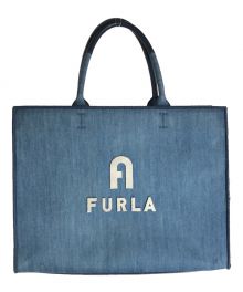 FURLA（フルラ）の古着「オポチュニティ トートバッグ ブルー デニム ショッピングバッグ BX1542」｜インディゴ