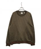 BURBERRYバーバリー）の古着「モノグラムクルーネックセーター 8023879 MONOGRAM JAQUARD-KNIT」｜ベージュ×ブラウン