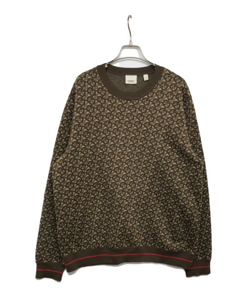 BURBERRY（バーバリー）BURBERRY (バーバリー) モノグラムクルーネックセーター 8023879 MONOGRAM JAQUARD-KNIT ベージュ×ブラウン サイズ:Lの古着・服飾アイテム