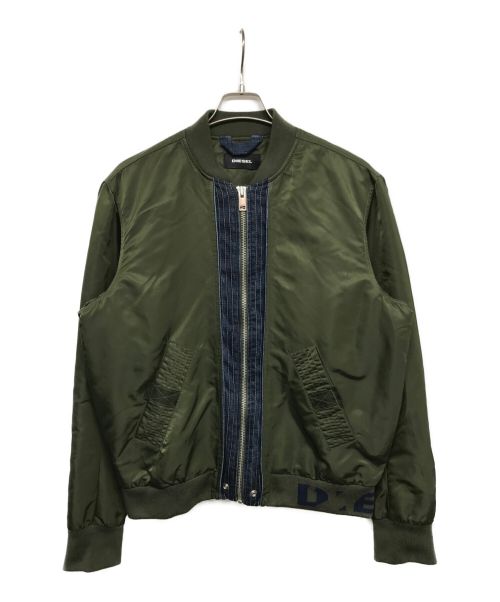 DIESEL（ディーゼル）DIESEL (ディーゼル) デニムスイッチMA-1ジャケット カーキ×インディゴ サイズ:XLの古着・服飾アイテム