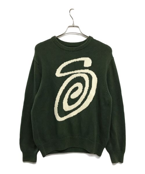 stussy（ステューシー）stussy (ステューシー) CURLY S SWEATER グリーン サイズ:Mの古着・服飾アイテム