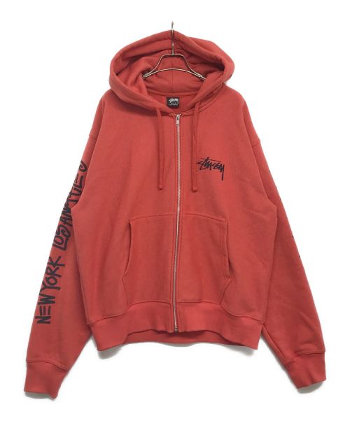 stussy（ステューシー）stussy (ステューシー) スリーブロゴジップパーカー レッド サイズ:Lの古着・服飾アイテム