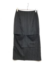 JOHN LAWRENCE SULLIVAN（ジョン ローレンス サリバン）の古着「Wool stripe cut-off skirt　2D015-0623-05」｜グレー