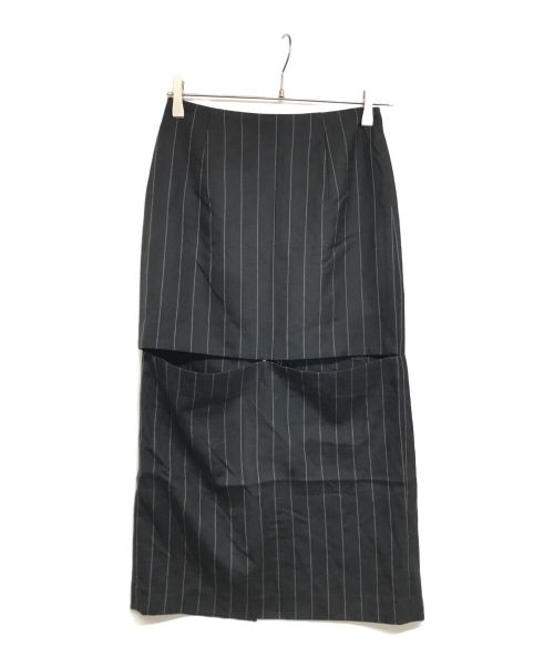 JOHN LAWRENCE SULLIVAN（ジョン ローレンス サリバン）JOHN LAWRENCE SULLIVAN (ジョンローレンスサリバン) Wool stripe cut-off skirt　2D015-0623-05 グレー サイズ:XSの古着・服飾アイテム