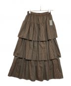 INTIMITEアンティミテ）の古着「Fringe Check Tiered Skirt フリンジチェックティアードスカート　62330506」｜ブラウン