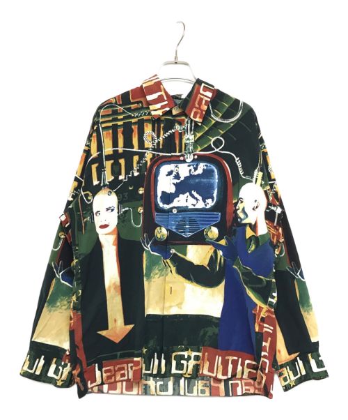 Jean Paul Gaultier homme（ジャンポールゴルチェオム）Jean Paul Gaultier homme (ジャンポールゴルチェオム) 90's 総柄ヒューマンシャツ マルチカラー 柄シャツ  アーカイブ 絵画 マルチカラー サイズ:48の古着・服飾アイテム