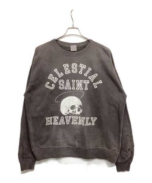 SAINT MICHAEL（セントマイケル）SAINT MICHAEL (セントマイケル) SWT SHIRT SKULL SM-A21-0000-060 スカルプリントヴィンテージ加工スウェット グレー サイズ:XLの古着・服飾アイテム