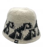 stussyステューシー）の古着「WAVES KNIT BUCKET HUT 1321057」｜ベージュ