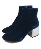 MM6 Maison Margielaエムエムシックス メゾンマルジェラ）の古着「VELVET BOOTS 59WU0076 チャンキーヒールベルベットブーツ」｜ネイビー