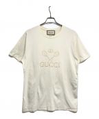 GUCCIグッチ）の古着「テニスロゴ刺繍Tシャツ　548334-XJBCR」｜ホワイト