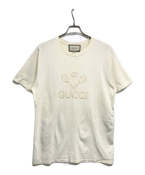 GUCCI（グッチ）GUCCI (グッチ) テニスロゴ刺繍Tシャツ　548334-XJBCR  ホワイト サイズ:Mの古着・服飾アイテム