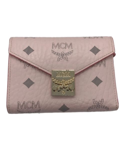 MCM（エムシーエム）MCM (エムシーエム) PATRICIA FLAP WALLET SMALL パトリシアヴィセトスウォレットスモール MYSAAPA02QH001 コンパクトウォレット 三つ折り財布 ピンクの古着・服飾アイテム