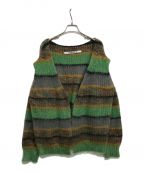 PERVERZEパーバーズ）の古着「Stripe Mohair Wide Cardigan/ストライプモヘヤワイドカーディガン　0121030511」｜グリーン