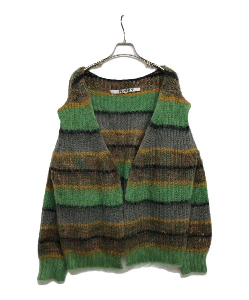 PERVERZE（パーバーズ）PERVERZE (パーバーズ) Stripe Mohair Wide Cardigan/ストライプモヘヤワイドカーディガン　0121030511 グリーン サイズ:FREEの古着・服飾アイテム