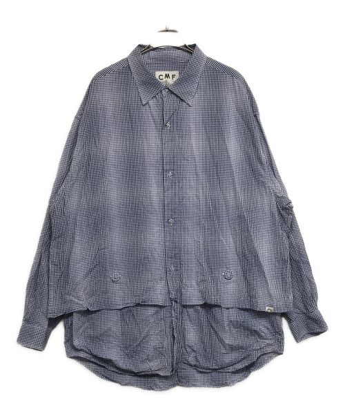 CMF OUTDOOR GARMENT（コンフィーアウトドアガーメント）CMF OUTDOOR GARMENT (シーエムエフ アウトドアガーメント) NEWSPAPER SHIRTS　ニュースペーパーシャツCMF2301-CS05　 ブルー×ホワイト サイズ:XLの古着・服飾アイテム