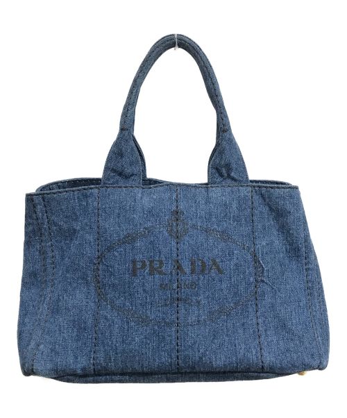 PRADA（プラダ）PRADA (プラダ) カナパ トートバッグ ハンドバッグ ギャランティカード付 B1877B デニム インディゴの古着・服飾アイテム