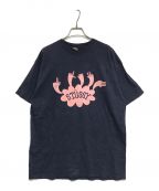 stussyステューシー）の古着「フロッキープリントTシャツ」｜ネイビー