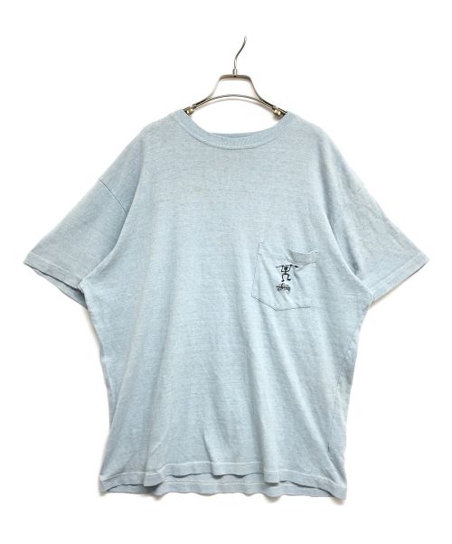 stussy（ステューシー）stussy (ステューシー) 80sシャドーマンポケットTシャツ 初期タグ ブルー サイズ:Mの古着・服飾アイテム