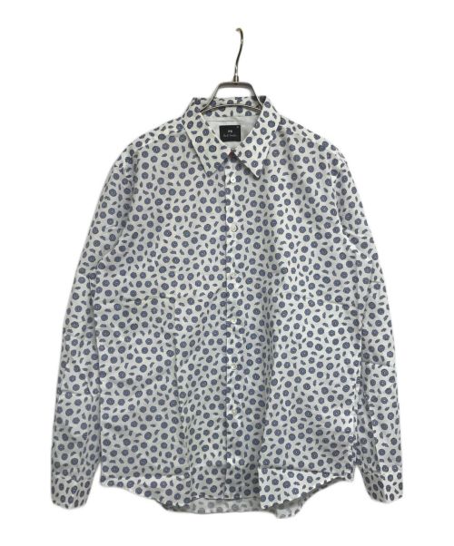 PS Paul Smith（ＰＳポールスミス）PS Paul Smith (ＰＳポールスミス) PENCIL SHARPENINGS PRINT SHIRT ホワイト サイズ:XLの古着・服飾アイテム