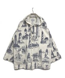 MICHIGAN RAG Co.（ミシガンラグ）の古着「Lighthouse Pattern" Cotton Parka 推定90’s 灯台 128180」｜ホワイト×ブルー