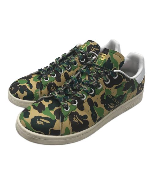 adidas（アディダス）adidas (アディダス) A BATHING APE (アベイシングエイプ) STAN SMITH ABC Camo コラボローカットスニーカー IG8949 スタンスミス  グリーン サイズ:27cmの古着・服飾アイテム