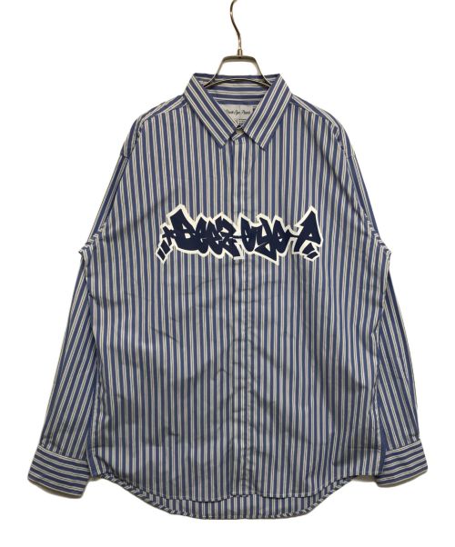 BlackEyePatch（ブラックアイパッチ）BlackEyePatch (ブラックアイパッチ) BEEZ-EYE-P STRIPE SHIRT BEPSS22TP12 ブルー サイズ:XL 未使用品の古着・服飾アイテム