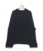 MAISON SPECIALメイソン スペシャル）の古着「Blister Jacquard Prime-Over Crew Neck Knit Pullover/ブリスタージャガードクルーネックプルオーバー　ユニセックス　11232361318」｜ブラック