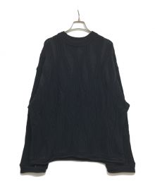 MAISON SPECIAL（メゾンスペシャル）の古着「Blister Jacquard Prime-Over Crew Neck Knit Pullover/ブリスタージャガードクルーネックプルオーバー　ユニセックス　11232361318」｜ブラック