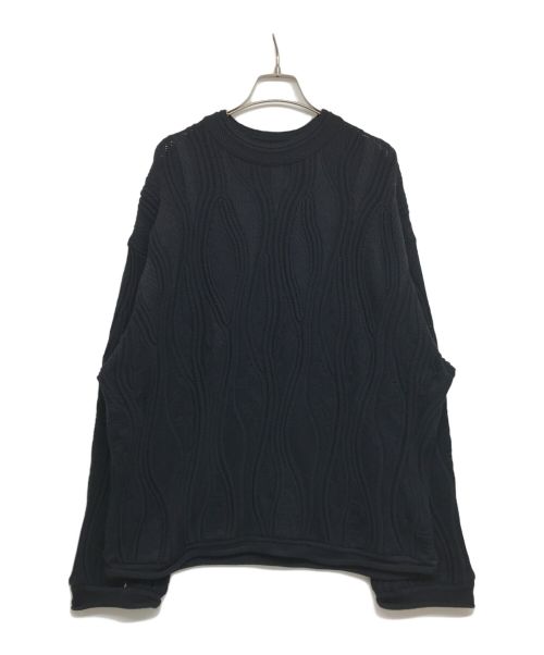 MAISON SPECIAL（メゾンスペシャル）MAISON SPECIAL Blister Jacquard Prime-Over Crew Neck Knit Pullover/ブリスタージャガードクルーネックプルオーバー　ユニセックス　11232361318 ブラック サイズ:2の古着・服飾アイテム