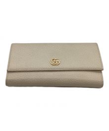 GUCCI（グッチ）の古着「456116 ダブルG レザー コンチネンタルウォレット 長財布」｜ホワイト