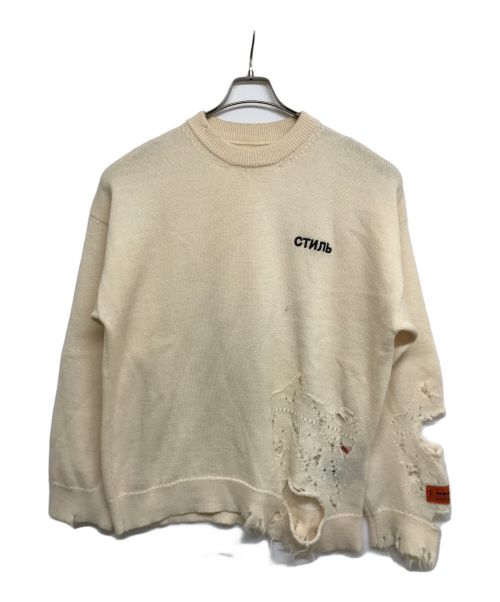 HERON PRESTON（ヘロンプレストン）HERON PRESTON (ヘロンプレストン) Shredded Knit　HMHE011F22KNI001 ホワイト サイズ:Mの古着・服飾アイテム