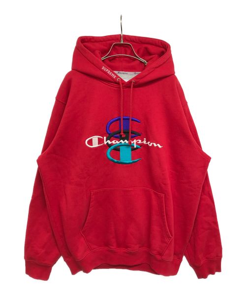 SUPREME（シュプリーム）Supreme (シュプリーム) Champion (チャンピオン) Stacked C Hooded Sweatshirt　 17AW レッド サイズ:XLの古着・服飾アイテム