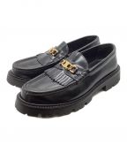 CELINEセリーヌ）の古着「MARGARET CHUNKY LOAFER W FRINGES & CEL MG0213」｜ブラック