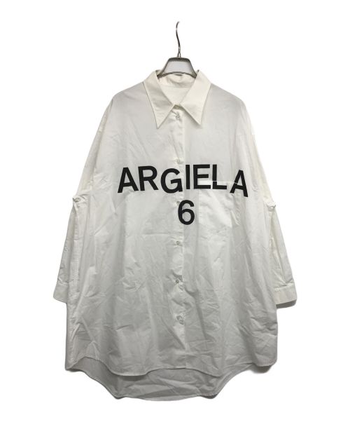 MM6 Maison Margiela（エムエムシックス メゾンマルジェラ）MM6 Maison Margiela (エムエムシックス メゾンマルジェラ) オーバーサイズフロントロゴシャツワンピース ホワイト サイズ:Sの古着・服飾アイテム