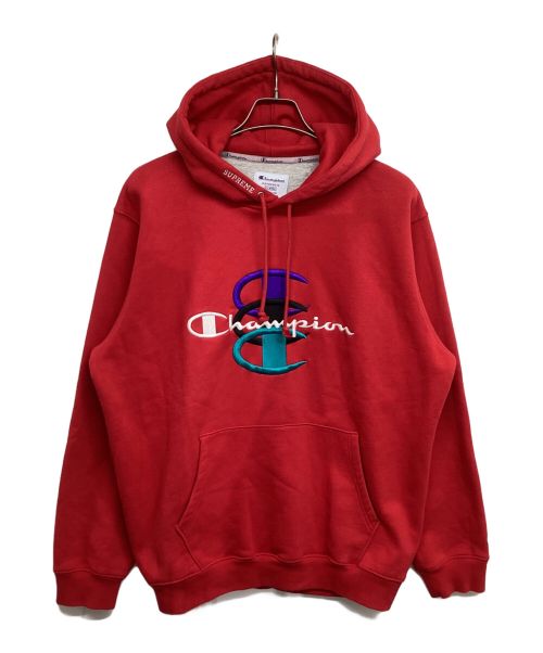 SUPREME（シュプリーム）Supreme (シュプリーム) Champion (チャンピオン) 17AW Stacked C Hooded Sweatshirt スタックドCフーデッドスウェットシャツ レッド サイズ:XLの古着・服飾アイテム