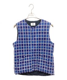 KUON（クオン）の古着「吉野格子中綿ベスト　 YOSHINO PLAID VEST　1902-VT01」｜ブルー