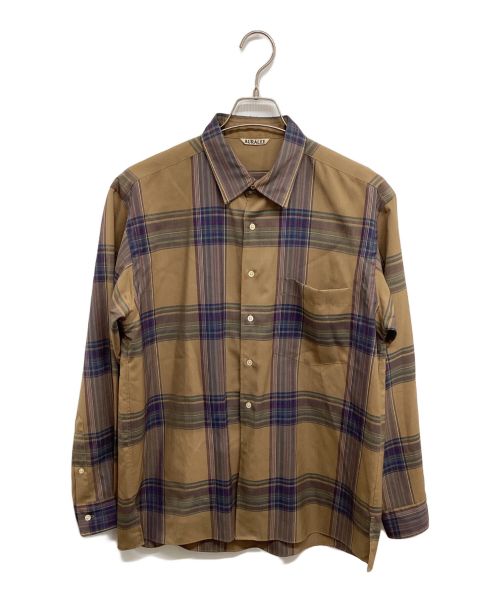 AURALEE（オーラリー）AURALEE (オーラリー) SUPER LIGHT WOOL CHECK SHIRTS　A9AS01LC ベージュ サイズ:3の古着・服飾アイテム