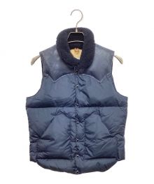 Rocky Mountain FeatherBed（ロッキーマウンテンフェザーベッド）の古着「レザー切替ダウンベスト　450-472-11」｜ネイビー