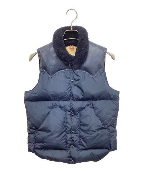 Rocky Mountain FeatherBed（ロッキーマウンテンフェザーベッド）Rocky Mountain FeatherBed (ロッキーマウンテンフェザーベッド) レザー切替ダウンベスト　450-472-11 ネイビー サイズ:Sの古着・服飾アイテム