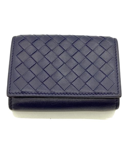 BOTTEGA VENETA（ボッテガベネタ）BOTTEGA VENETA (ボッテガベネタ) 3つ折り財布 イントレチャート P002493420 ブルーの古着・服飾アイテム