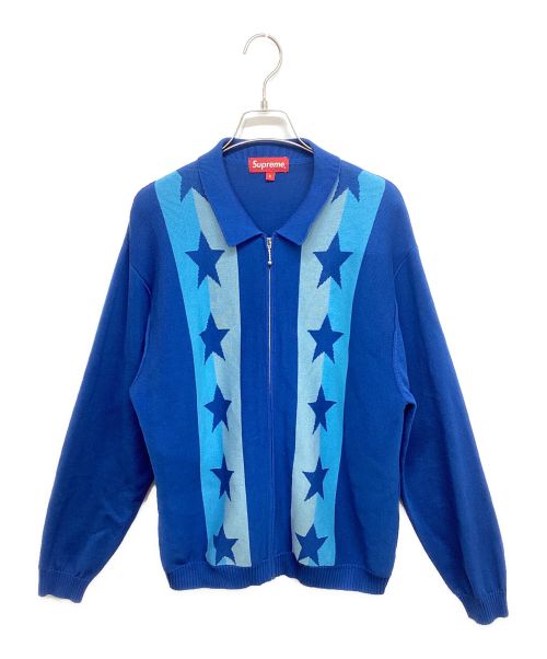 SUPREME（シュプリーム）SUPREME (シュプリーム) Stars Zip Up Sweater Polo　20SS ブルー サイズ:Sの古着・服飾アイテム