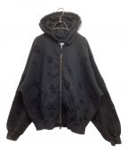 UNDERMYCARアンダーマイカー）の古着「OVERSIZED DAMAGE-WASHED HOOD ZIP-UP 22FWUMCOTSP2」｜ブラック