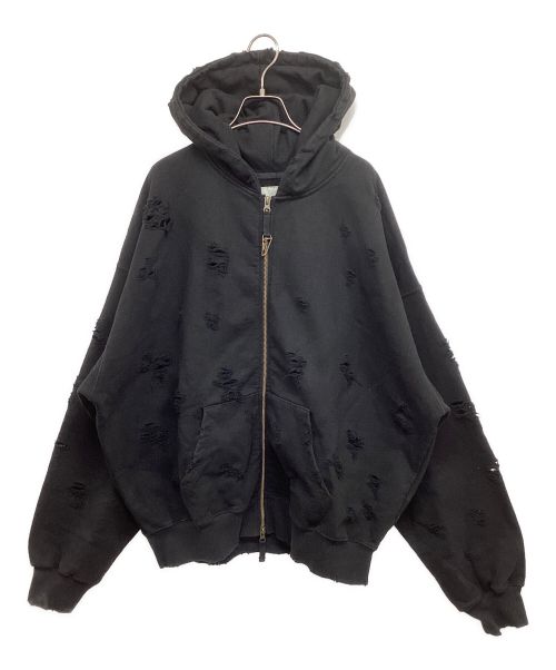 UNDERMYCAR（アンダーマイカー）undermycar (アンダーマイカー) OVERSIZED DAMAGE-WASHED HOOD ZIP-UP 22FWUMCOTSP2  ブラック サイズ:2の古着・服飾アイテム