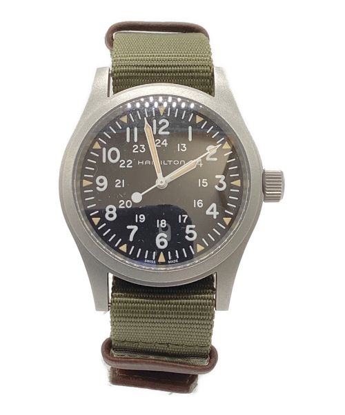 HAMILTON（ハミルトン）HAMILTON (ハミルトン) Khaki Field H694390 カーキフィールド キャンバスベルト ブラックの古着・服飾アイテム